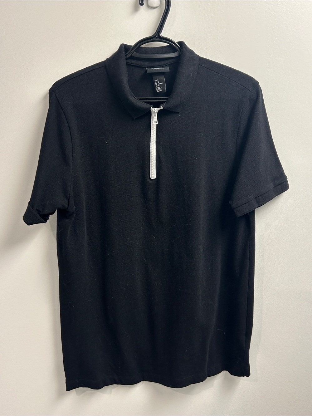 Men's H&M Black Zip-Front Polo Shirt